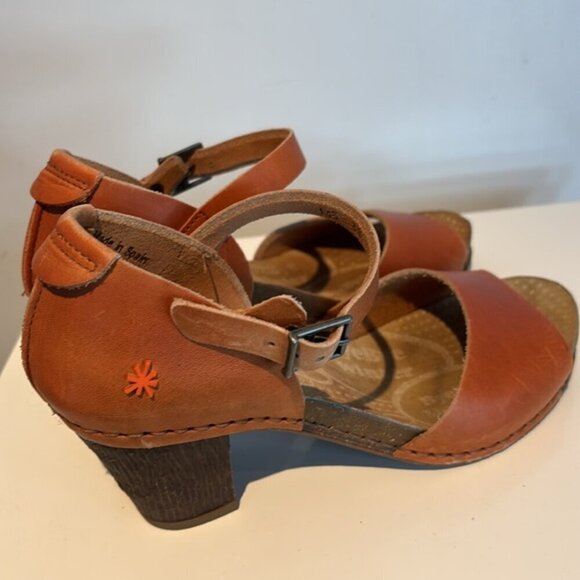 Art THE ART COMPANY Burnt Orange Open Toe Leather High Heels Mary Janes 38 / 8 - Picture 10 of 12